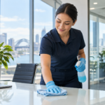 Professional commercial cleaning team in a modern Sydney office